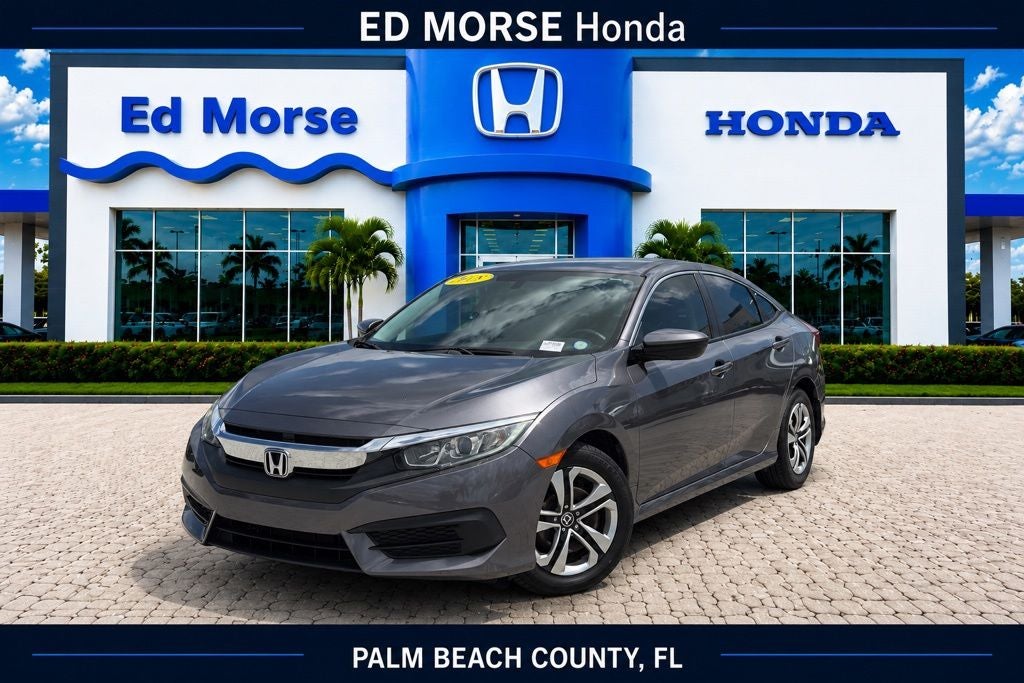 2018 Honda Civic LX in Gray — front three-quarter view