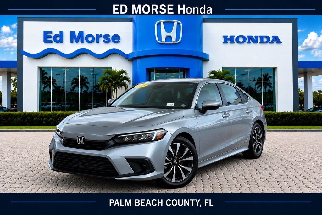2024 Honda Civic EX in Silver — front three-quarter view