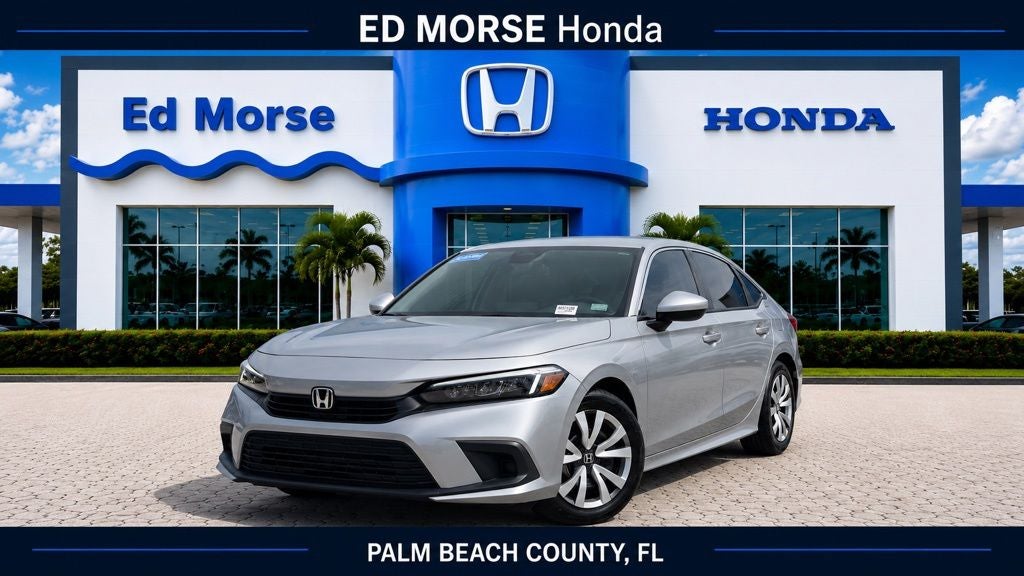 2024 Honda Civic LX in Lunar Silver Metallic — front three-quarter view