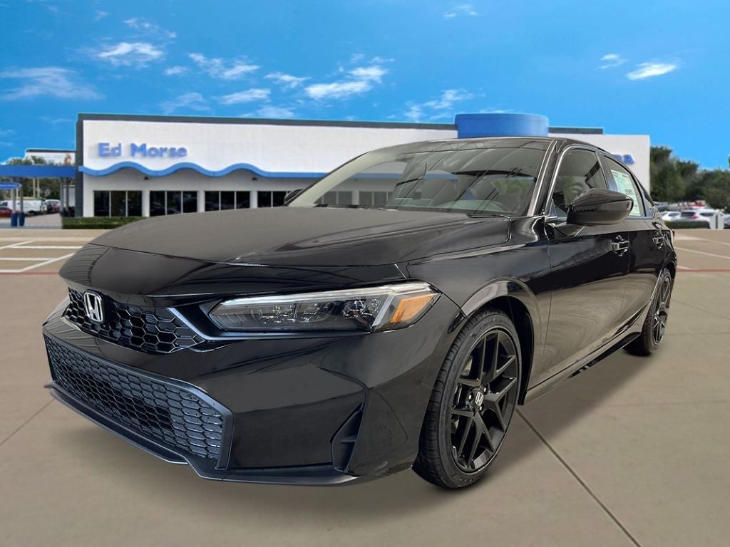 2026 Honda Civic Sport in Bk/Raven Black — front three-quarter view