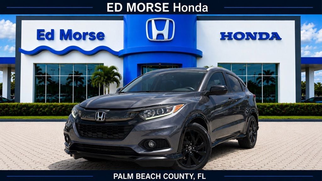2022 Honda HR-V Sport in Modern Steel Metallic — front three-quarter view