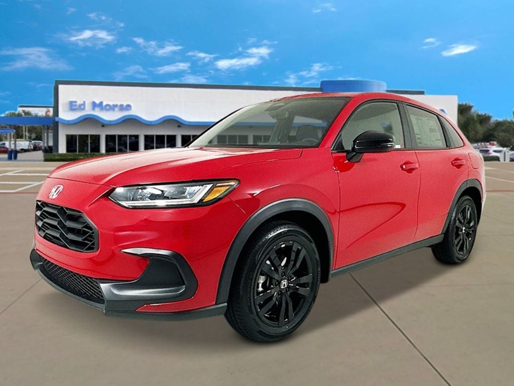 2027 Honda HR-V Sport in Re/Milano Red — front three-quarter view