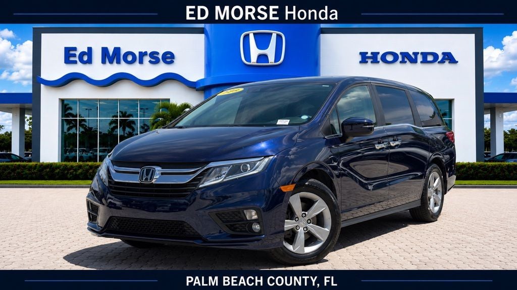 2020 Honda Odyssey EX-L in Celestial Blue Metallic — front three-quarter view