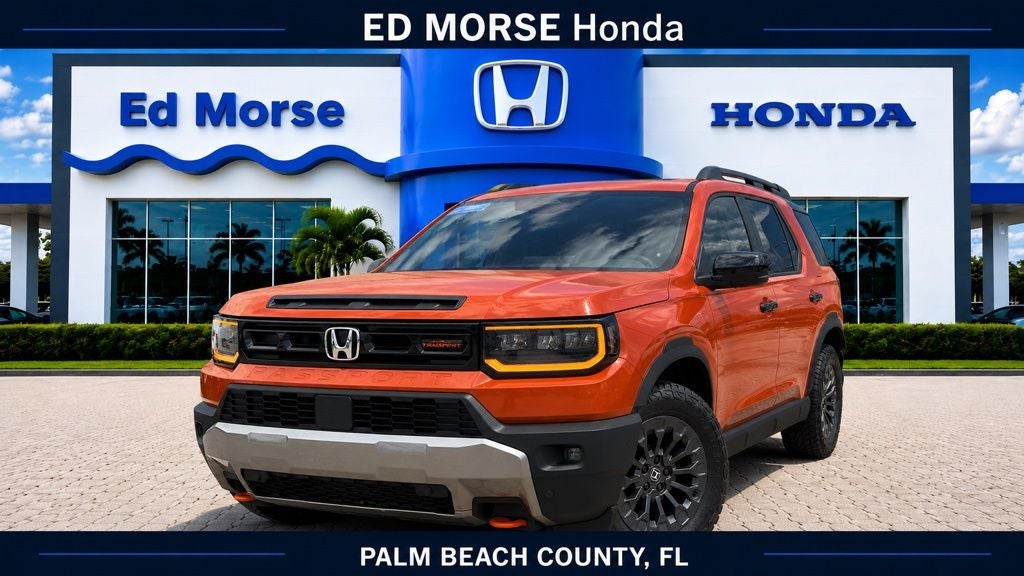 2026 Honda Passport TrailSport in Orange — front three-quarter view