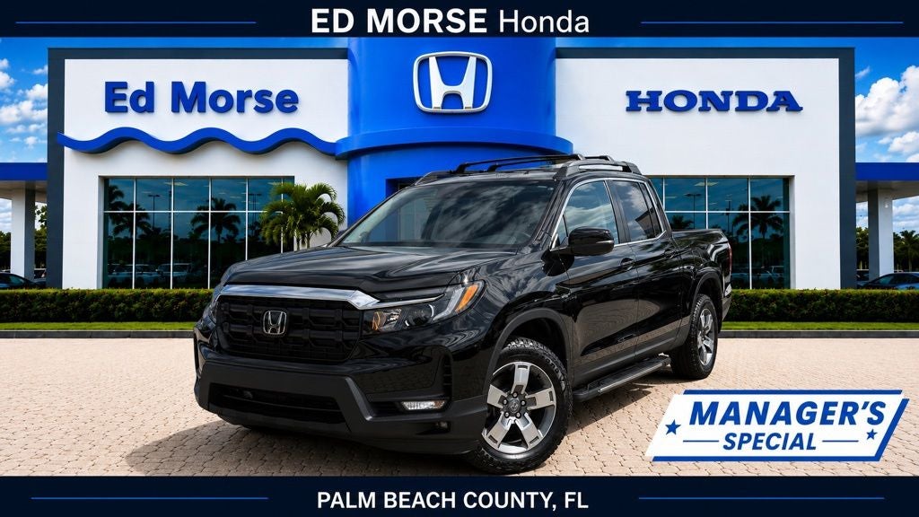 2026 Honda Ridgeline RTL in Black — front three-quarter view