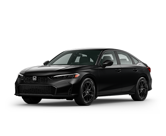 2026 Honda Civic Sedan 2WD SPORT in Crystal Black Pearl — front three-quarter view